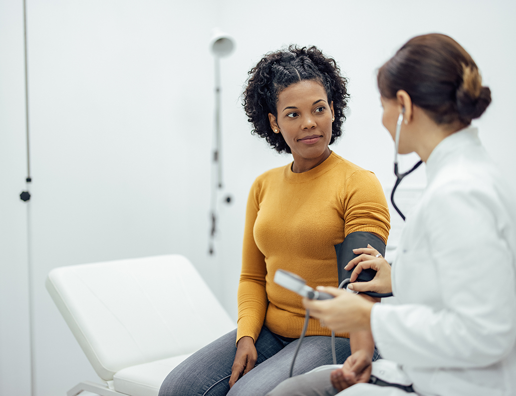 Woman at a wellness visit